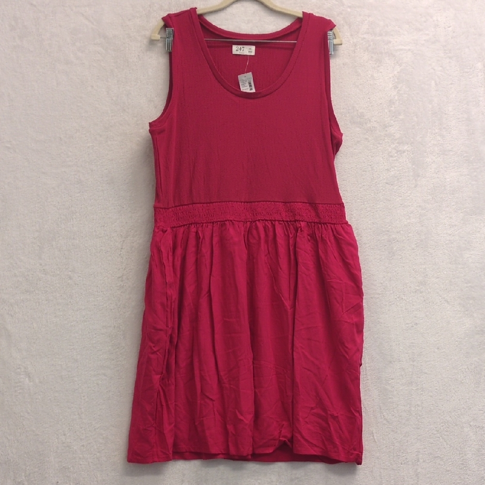 24/7 Maurices Women's‎ Pink Fuchsia Sleeveless Midi Dress Size XXL